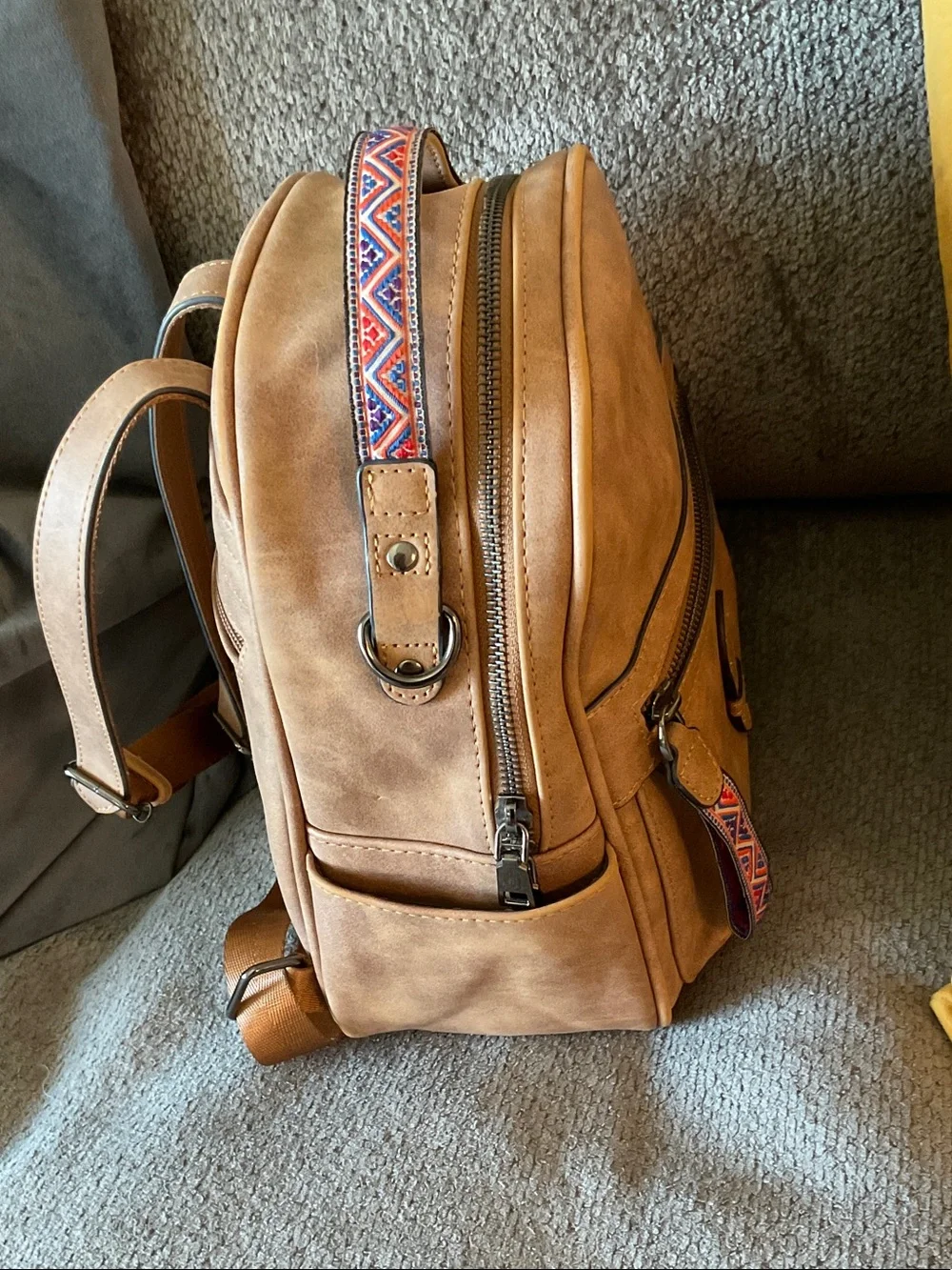 Fadeon Tan Leatherette Men's Backpack - Casual Everyday Bag